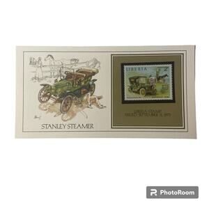 Vtg 1910 Stanley Steamer Liberia Stamp Basil Smith Print Issued 1973 Auto Cars
